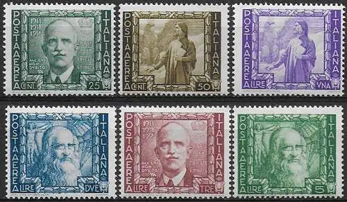 1938 Italia Proclamazione Impero aerea 6v. mc MNH Sassone n. 111/16