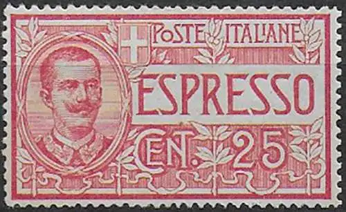 1903 Italia Espresso 25c. rosso vivo bc MNH Sassone n. 1