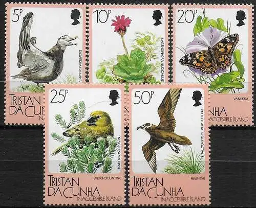 1986 Tristan da Cunha Fauna and flora 5v. MNH YeT n. 394/98