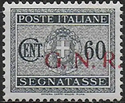 1943 Repubblica Sociale segnatasse 60c. Brescia I MNH Sassone n. 54/Ibac