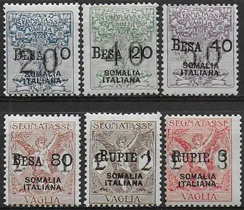 1924 Somalia segnatasse vaglia 6v. mc MNH Sassone n. 1/6