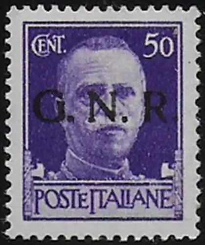 1944 Repubblica Sociale 50c. G.N.R. Verona var MNH Sassone n 477iae