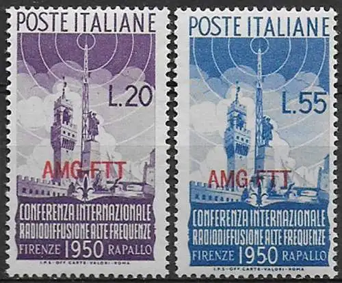 1950 Trieste A Radiodiffusione 2v. MNH Sassone n. 76/77