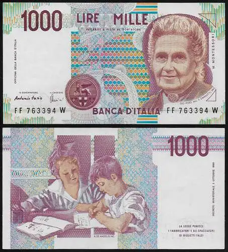 1996 Italia Lire 1.000 Maria Montessori FDS Gigante Rif BI 58F