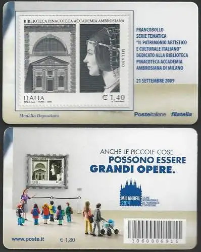 2014 Italia Milanofil tessera filatelica Unificato n. 1053