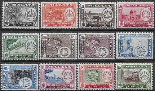 1957-63 Negri Sembilan Arms of 12v. MNH SG n. 68/79