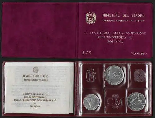 1988 Italia Università Bologna trittico monete FCD - BU