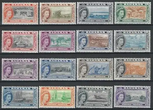 1954-63 Bahamas Elizabeth II 16v. MNH SG n. 201/16