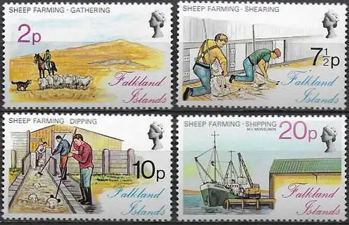 1976 Falkland Islands sheep farming 4v. MNH Michel n. 245/48