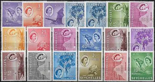 1954-61 Seychelles Elizabeth II 19v. MNH SG n. 174/88