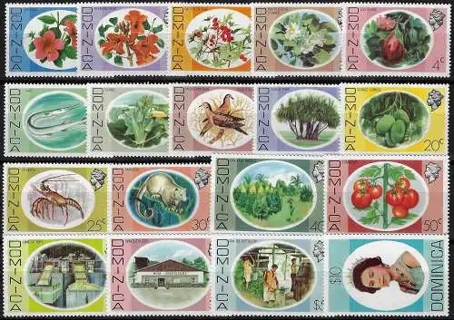 1975 Dominica various subjects 18v. MNH SG. n. 490/507