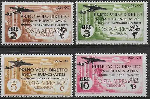 1934 Cirenaica aerea Roma-Buenos Aires 4v. mc MNH Sassone n. 20/23