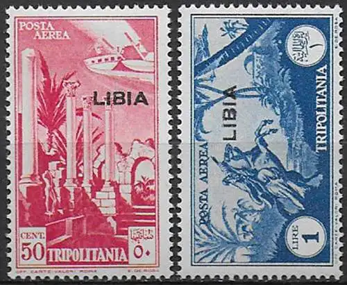 1937 Libia airmail Tripolitania 2v. optd. MNH Sassone n. 28/29
