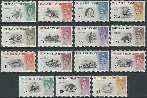1960-66 Falkland Islands Elizabeth II 15v. MNH SG n. 193/207