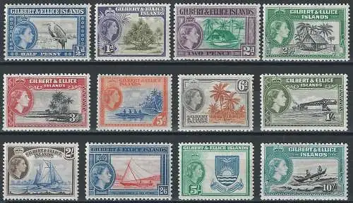 1956-62 Gilbert and Ellice Elizabeth II 12v. MNH SG n. 64/75