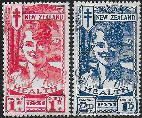 1931 New Zealand Health stamps 2v. MNH SG n. 546/47