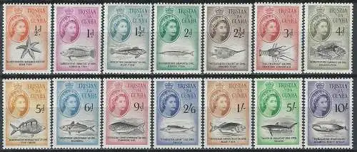 1960 Tristan da Cunha marin life 14v. MNH SG. n. 28/41