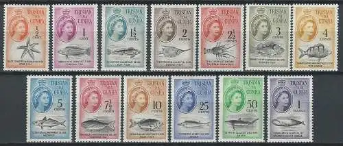1961 Tristan da Cunha new currency 13v. MNH SG. n. 42/54