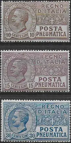 1913-23 Italia Pneumatic mail 3v. mc MNH Sassone n. 1/3