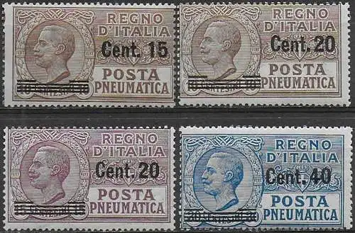 1924-25 Italia Pneumatic mail optd bc 4v. MNH Sassone n. 4/7