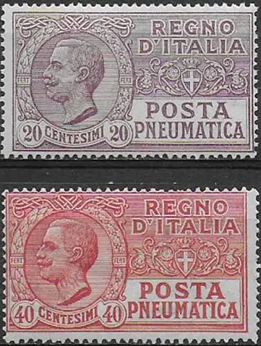 1925 Italia Pneumatic mail 2v. mc MNH Sassone n. 8/9