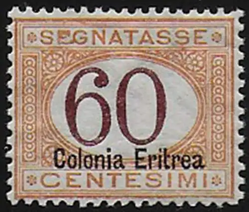 1926 Eritrea postage due stamp 60c. bc. MNH Sassone n. 25