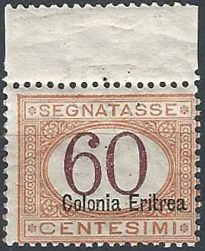 1926 Eritrea postage due stamp 60c. mc MNH Sassone n. 25