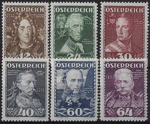 1935 Austria Great military leaders 6v. MNH Unificato n. 471/76