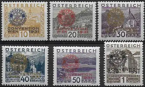 1931 Austria Rotary Convention in Vienna 6v. MNH Unificato n. 398A/98F