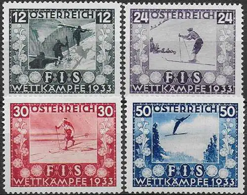 1933 Austria World Ski Championships 4v. MH Unificato n. 426/29
