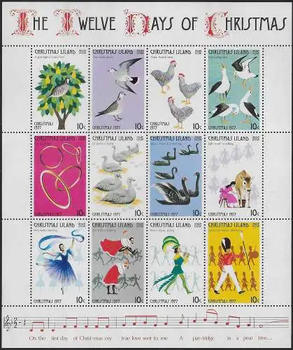 1977 Christmas Island Twelve days of Christmas MS MNH YeT n. 6