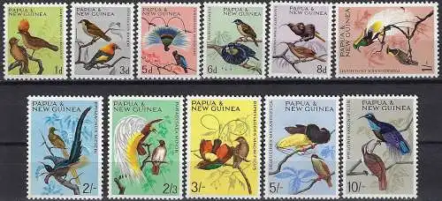 1964-65 Papua New Guinea birds 11v. MNH YeT n. 62/72