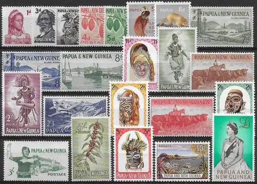1958-64 Papua New Guinea ordinary stamps series 23v. MNH YeT n. 18/40