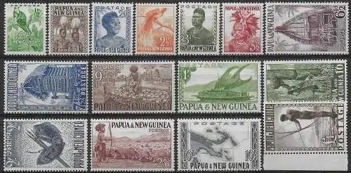 1952 Papua New Guinea ordinary stamps series 15v. MNH YeT n. 1/15