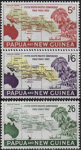 1962 Papua 5th South Pacific Conference 3v. MNH YeT n. 47/49
