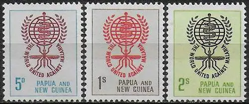 1962 Papua Malaria eradication 3v. MNH YeT n. 44/46