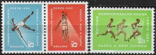 1962 Papua Empire Games 3v. MNH YeT n. 50/52