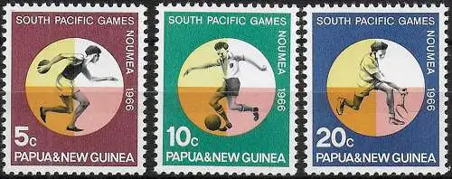 1966 Papua South Pacific Sports Games 3v. MNH YeT n. 98/100