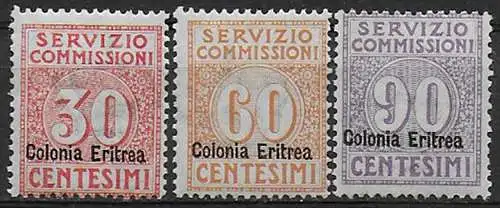 1916 Eritrea Commission service mc MNH Sassone n. 1/3