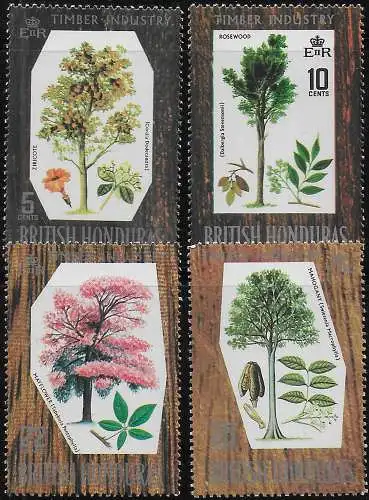1969 British Honduras Indigenous Hardwoods 4v. MNH SG n. 272/75