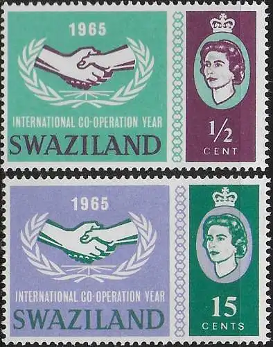1965 Swaziland Co-operation Year 2v. MNH SG n. 113/14