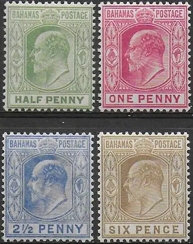 1906-11 Bahamas Edward VII 4v. MNH SG n. 71/74