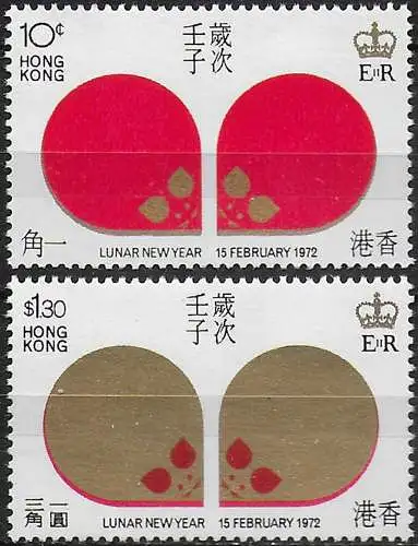 1972 Hong Kong Chinese New Year 2v. MNH SG n. 276/77