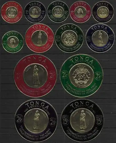 1963 Tonga Polynesian Gold coins 13v. MNH SG n. 129/40+O17