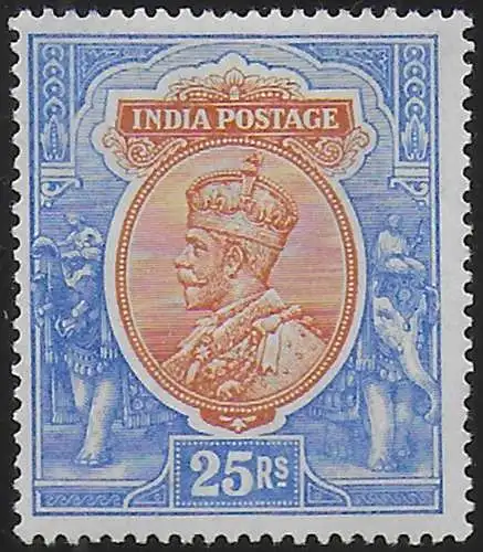 1913 India George V 25r. orange and blue MNH SG n. 191
