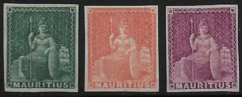 1859 Mauritius Queen Victoria 3v. MH SG n. 27/29