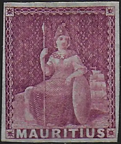 1859 Mauritius Queen Victoria 9d. dull magenta MH SG n. 29