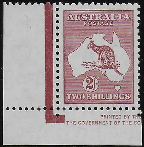 1945 Australia Kamgaroo 2s. maroon af MNH SG n. 212