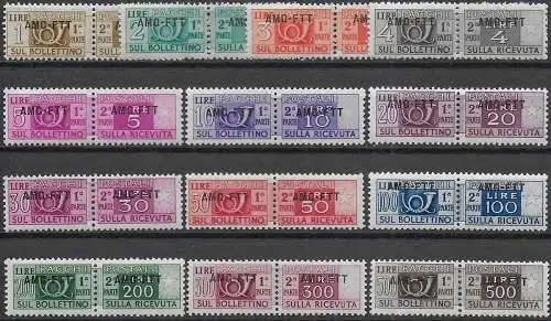 1949-53 Trieste A parcel post stamps 13v. MNH Sassone n. 13/25
