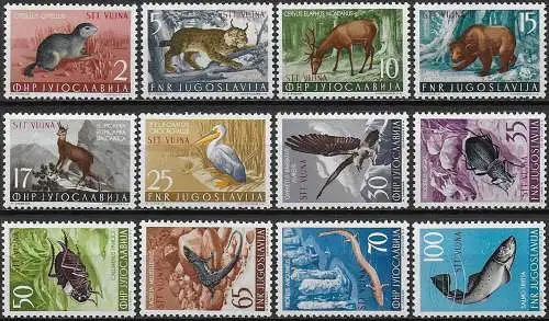1954 Trieste B Animals 12v. MNH Sassone n. 101/12